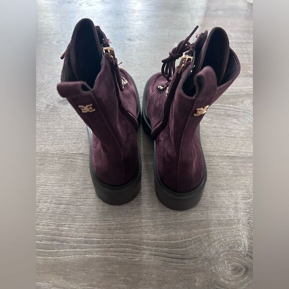 New Sam Edelman Women's Lovrin Platform Combat Boot Burgundy - Picture 2 of 7